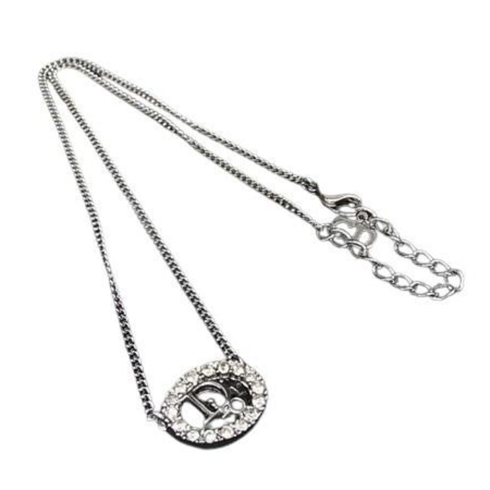 Christian Dior Necklace, Silver Metal, Rhinestones, Women's